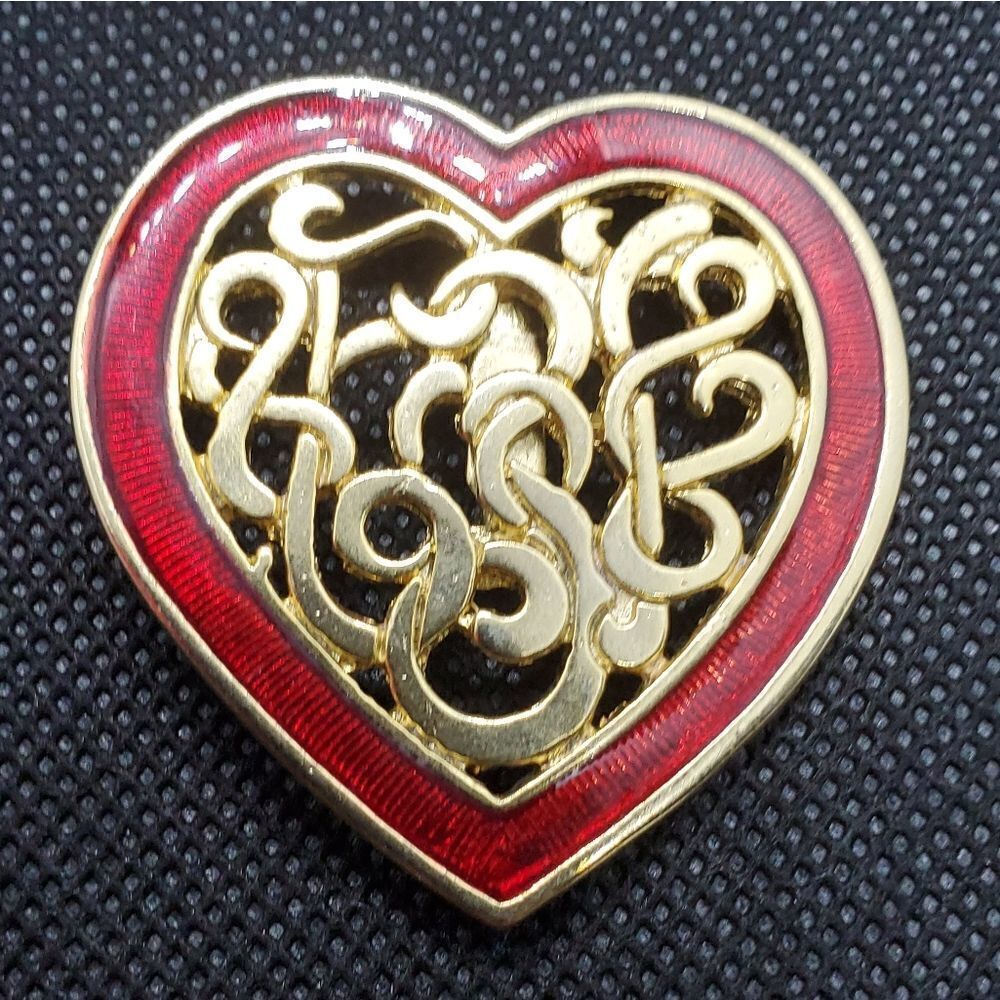 Red & Gold Heart Brooch